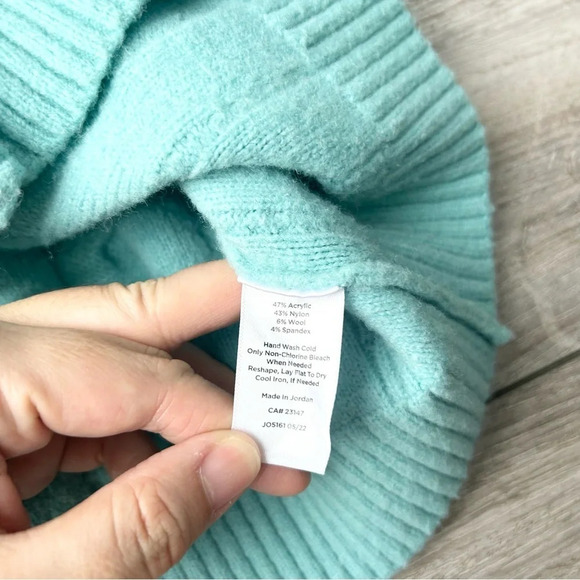 Talbots Light Blue Wool Blend Stretchy Cable Knit Cardigan - Picture 13 of 14